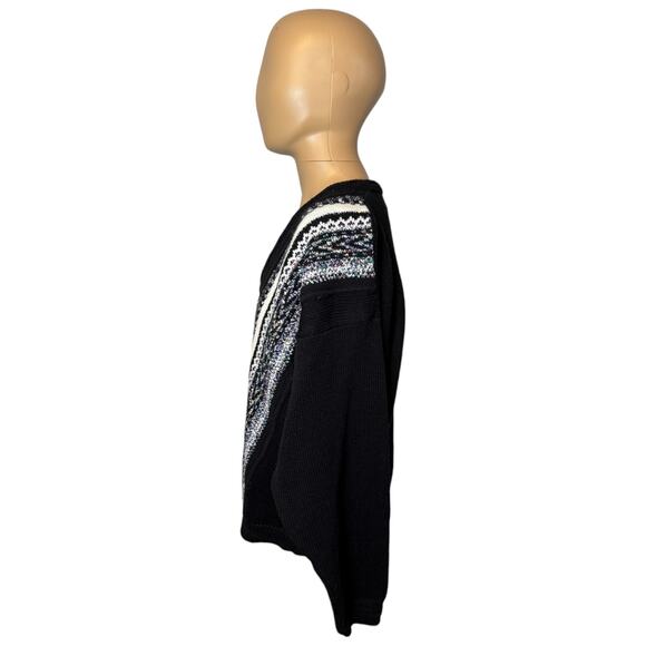 Vintage 90's CONCRETE design V-neck Knit Mixer Sweater Men's Size Large Black - Picture 5 of 9